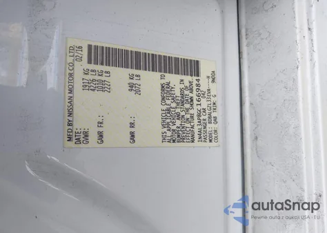 2016 Nissan Altima 2.5 S из США, поврежденный, VIN 1N4AL3AP8GC166984